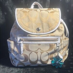 Stylish Beige and White Backpack